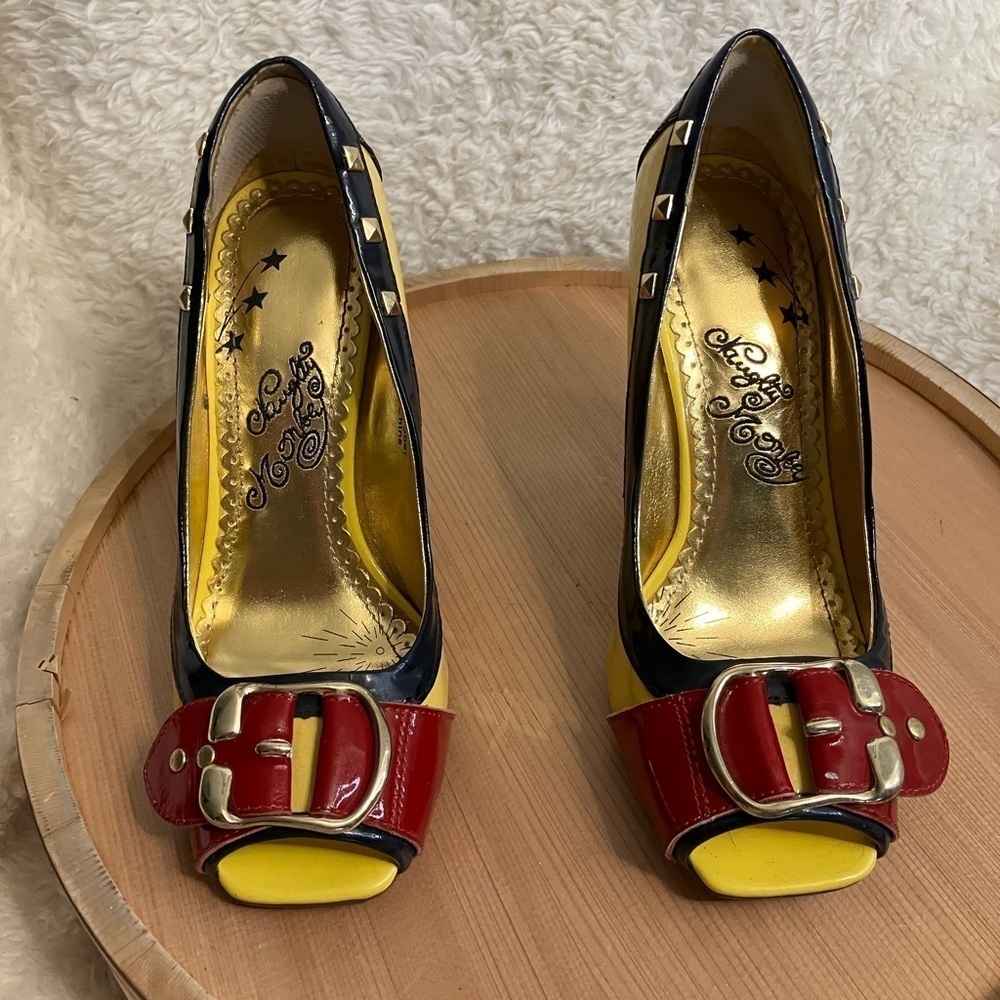 Naughty Monkey Colorful Talks Pumps High Heel Color Block Patent Leather Size 6 - Picture 2 of 15